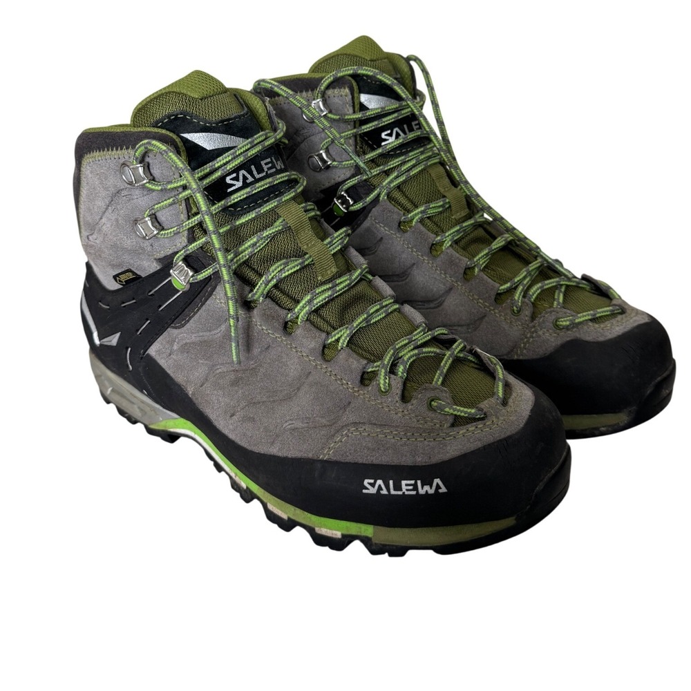 Salewa Mountain Trainer Mid GTX Hiking Boots Mens 8.5 Gray/Green